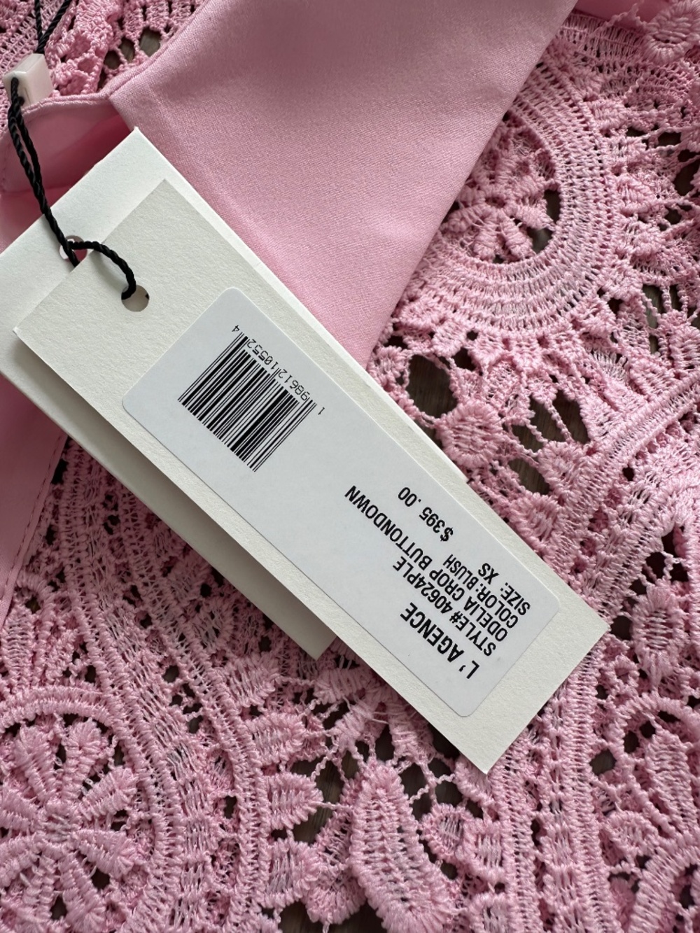 L'Agence ODELIA Blush Pink Lace Crop Cropped Button Down Top - With Tags - XS - Picture 5 of 8